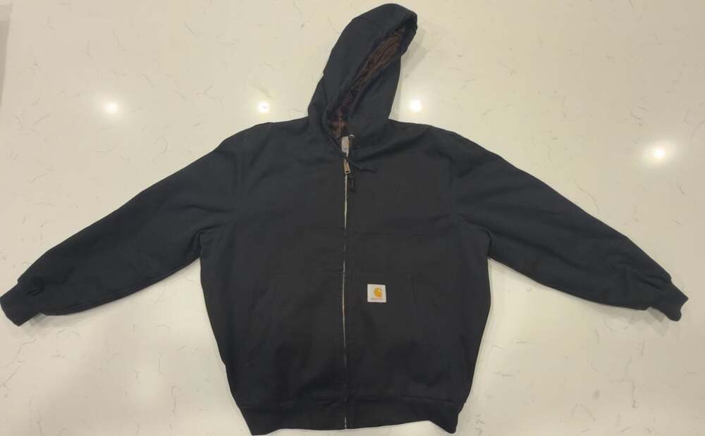Carhartt Black Quilted Lined Full Zip Hooded Work Jacket